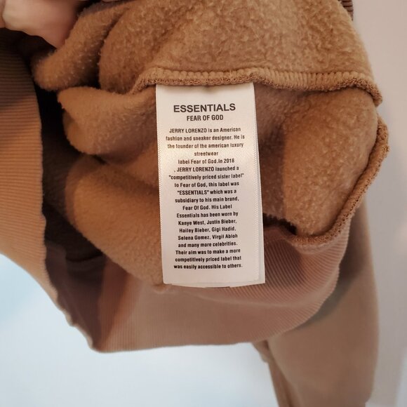 Fear Of God Essentials Spellout Hoodie Brown Size XL - Picture 6 of 6